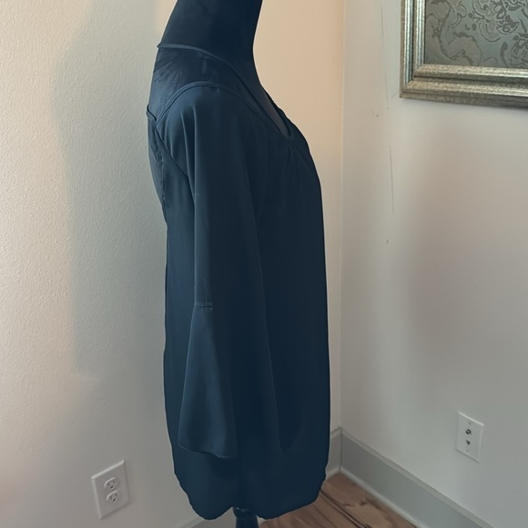 TOBI black chiffon off the shoulder criss cross back bell sleeves Sz S - Picture 3 of 6